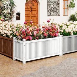 Decorative Plates Rectangular Flowerpot Terrace Garden Wooden Flower Pool Boxes Indoor Balcony Planter