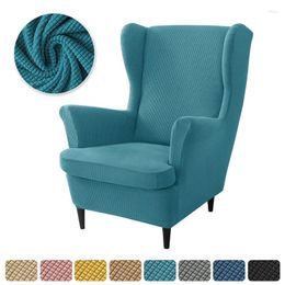 Chair Covers Elastic Wing Armchair Cover Polar Fleece Wingback Sofa Spandex Single Slipcover With Cushion Protector