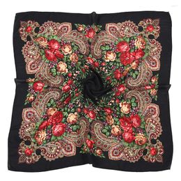 Scarves 80 80cm Russian Floral Scarf Ethnic Style Square Bandana Head Ladies Handkerchief Headband Hair Wraps