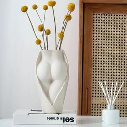 Vases Artistic Human Body Vase Modern Flower Decoration Jardiniere Creative Ceramic Home Decor Female Hip Furnishing Article