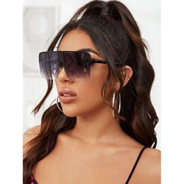 1Pair Flat Top Shield Fashion Y2K Glasses UV Protection Solglasögon Street