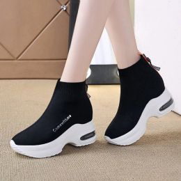 Pantoffel Frauenplattform Sneaker atmungsaktives lässige Frauen Basketballschuhe 2022 Fashion Reißverschluss Tennisschuhe Herbst High Top Sneakers