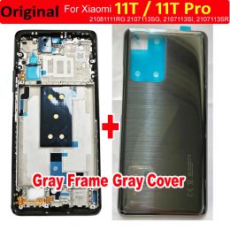 Original Back Cover Housing For Xiaomi 11T Pro 5G + Front Middle Frame Plate Battery Door Rear Case Mi11T Glass Lid Replacement