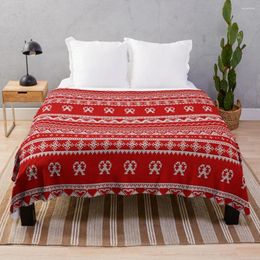 Blankets Scandinavian Red Knit Throw Blanket Knitted Double For Summer Fur