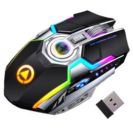 Mice A5 Rechargeable Wireless Gaming Mouse 2.4Ghz 1600Dpi Silent Mouses 7 Keys Usb Optical Game Backlight For Laptop Desktop Drop Deli Otsxn