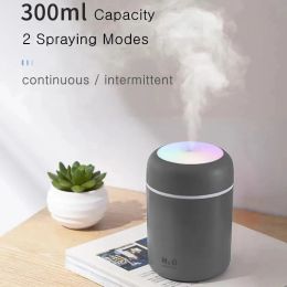 300ml Air Humidifier Portable Ultrasonic Colourful Light H2O Aroma Diffuser Cool Mist For Car Bedroom Home Purifier Humificador