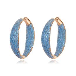 Earrings Luxury Turquoise Hoop Earring Women Jewelry Handpaved Microinlay Circle Earring SENYU 2022 New Fashion Gold Plating Earring
