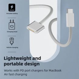 PD140W Type-C Male to Magsafe3 Female Magnetic Charging Plug Adapter Charger Converter Cable For MacBook Air/Pro Notebook Laptop