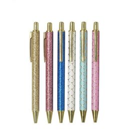 Creative Girls ballpoint pen office student stationery Metal click advertising gift pen Luxury powdered gold ball pens kids Gift