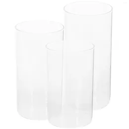 Candle Holders 3 Pcs Decor Windproof Glass Holder Cover Candlestick Tall Cylinder The Party