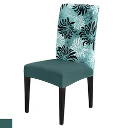Chair Covers Water Green Chrysanthemum Black And White Retro Cover Dining Spandex Stretch Seat Home Office Desk Case Set