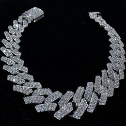 15MM 18MM 19MM 20MM Hip Hop Mens Rapper Diamond Chain Pendant Necklace Custom VVS Set Double Row Cuban Link Chain