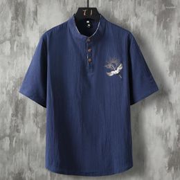 Men's Casual Shirts Cotton Linen For Men Lightweight Short Sleeve Henley Beach Hawaiian T M-XXXXXL