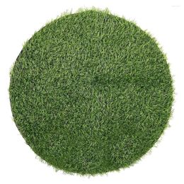 Decorative Flowers Manhole Cover Decoration Lawn Rug Artificial Grass Mat Fake Table Plastic Carpet Dining Accessories