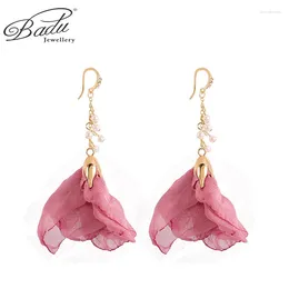 Dangle Earrings Badu Fashion Long Hanging Flower Pearl Chain Tassel 6 Color Statement Jewelry Gifts For Girls