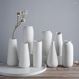 Vases Modern Decorative Ceramic Dried Flower Vase Nordic Home Decoration Hydroponic Plant Room White Ornaments