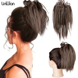 linwan Synthetic Claw Clip Ponytail Hair Extensions Short Straight Natural Tail False Hair For Women Horse Tail Black Hairpiece