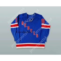 Gdsir Custom SALEM ROANOKE REBELS BLUE TIE DOWN HOCKEY JERSEY NEW Top Ed S-M-L-XL-XXL-3XL-4XL-5XL-6XL