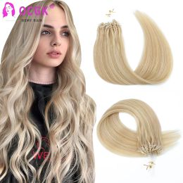 Extensions Balayage Micro Loop Hair Extension Human Hair Straight Blonde Brazilian Keratin Capsule Pre Bonded Micro Beads With Fishing Line