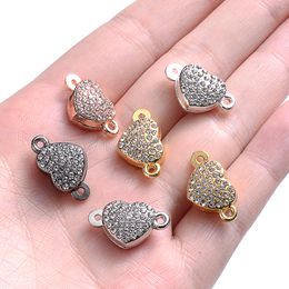 5pairs/Lot Metal Crystal Round Magnet Clasps Charms Heart Charms For DIY Jewellery Magnetic Connector Bracelet Necklace