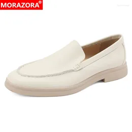 Casual Shoes MORAZORA Plus Size 35-41 Nature Genuine Leather Women Loafers Slip On Comfortable Flat Woman Spring