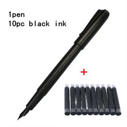 1pc Black Fountain Pen Metal Black Pen Nib Office School Supplies Writing Ink Pens calligraphy pen