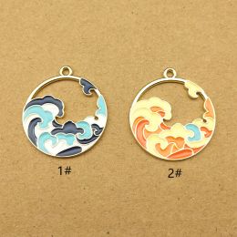 10pcs Sea Wave Charm for Jewelry Making Enamel Necklace Pendant Bracelet Earring Accessories Diy Craft Supplies Gold Plated