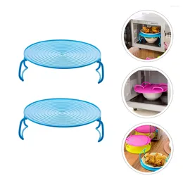 Kitchen Storage 2 Pcs Oven Steam Rack Heat Insulation Pot Holder Stacker Layered Food Heating Folding Steaming Tray Dish