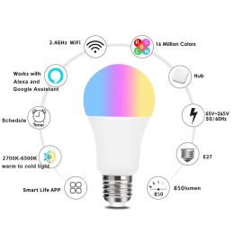 9W 15W Tuya Zigbee 3.0 Led Light Bulb E27 RGBCW Lamp Smart Home Dimmable Bulb Voice Remote Control Work With Alexa Google Home