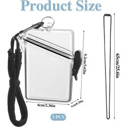 3 Pack Waterproof Id Card Badge Holder Case With Lanyard,Clear Waterproof Card Holder Lanyards For Id Badges And Keys