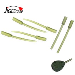 Boxes JIGEECARP 100PCS Carp Fishing Inline Leader Weight Insert Cone Tube Soft & Hard Leader Inline Rubber Sleeve Terminal Accessories