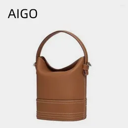 Shoulder Bags AIGO Luxury Design Women Bucket Bag High Capacity 2024 Casual Tote Handbag Women's Soft For Bolas Hobo