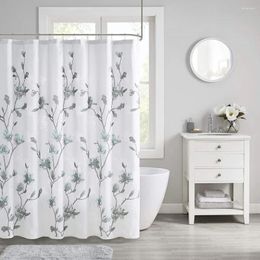 Shower Curtains Small Floral Leaves Curtain Green Plant Flower Printed Bath Waterproof Fabric Bathroom With Hooks Screens