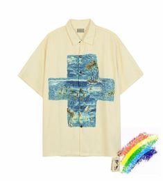 Men039s Casual Shirts Oversized KAPITAL Shirt Men Women 11 High Quality Hawaiian Surf Cross Print Top Tees8872733