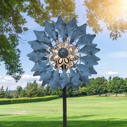 Garden Decorations Outdoor Solar Powered Luminous Windmill Lawn Courtyard Metal Crafts Iron Art Decoration