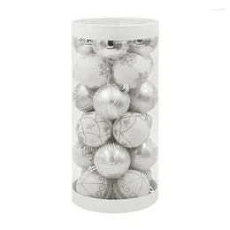 Party Decoration 24pcs/box Christmas Ball Ornaments Exquisite Shatterproof Silver Painted Balls Pendant Festival For Tree