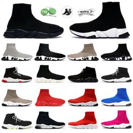 free shipping designer socks for men women Graffiti White Black Red Beige Clear Sole Lace-up Neon socks speed runner chaussure Knit Boots sock trainers sneakers
