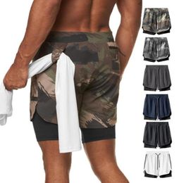 Running Shorts Men039s Camouflage Elastic Waist Drawstring Sports Men 2 In 1 Doubledeck Gym Fitness Workout Clothes4654886