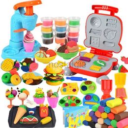 Kitchens Play Food Colourful Plasticine Making Toys Creative DIY Handmade Mould Tool Ice Cream Noodles Machine Kids Play House Toys Coloured Clay Gift 2445