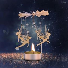 Candle Holders 1PC Golden Metal Spinner Carousel Rotating Light Holder Windmill Elegance Home Party Wedding Table Decoration Gift