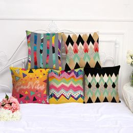 Pillow Color Painting Geometric Cover Cotton Linen Decorative Pillowcase Chair Seat Square 45x45cm G1030