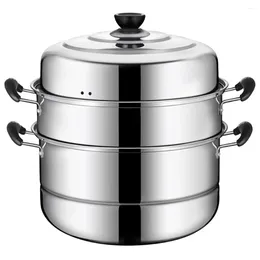 Double Boilers Stainless Steel Steamer Kitchen Useful Steaming Pot Stackable Three Layer Bisell