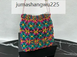 Luxury designer22mini handbag calfskin cord lace paired with metal shoulder bag Colourful garbage bag20cm