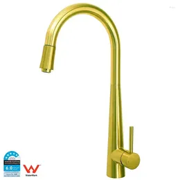 Kitchen Faucets KYLINS Pull Out Faucet Metal Brushed Gold Gourmet Tub Water Mixer Tap Tapware Kitchens Accessorie