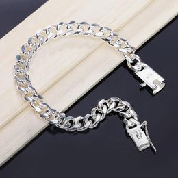 Link Bracelets N925 Sterling Silver Colour Bracelet High-end Ladies And Men's Boutique Fashion Jewellery Gifts For Men 10MM
