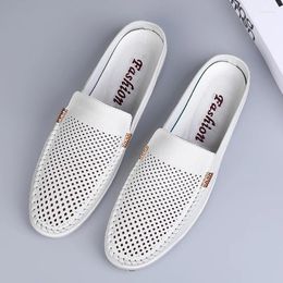 Casual Shoes 2024 Men's Sandals Brand Muller Summer Comfort Soft Half Love Vintage Leather Breathable Slippers