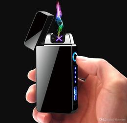 Gadget Windproof Electronic Cigarette Lighter Double Arc Cigar Plasma Lighter LED Power Display USB Charging Pulse Lighters for Me6035721