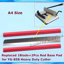 Trimmer A4 Size 1Pc Blade +2Pcs Red Base Pad New YG858 Replaced Steel Blade for Heavy Duty Stack Paper Ream Guillotine Cutter Machine