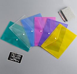 4 Colour A4 Document File Bags with Snap Button transparent Filing Envelopes Plastic files paper Folders 18C WLL11626697020