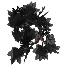 Decorative Flowers Halloween Wreath Black Ring Pumpkin Hanging Ornaments Horror Atmosphere Home Decoration Candles Haunted House